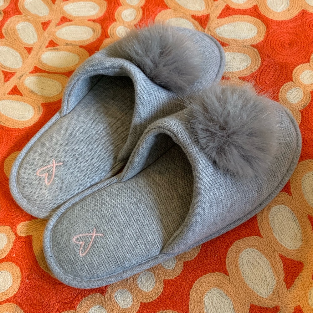 Victoria’s Secret Grey Puffball Slippers
